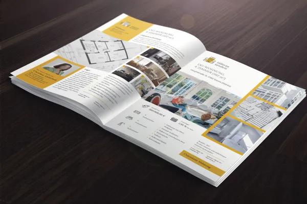 Template mockup Photoshop untuk spread di majalah A4 - Variasi 1