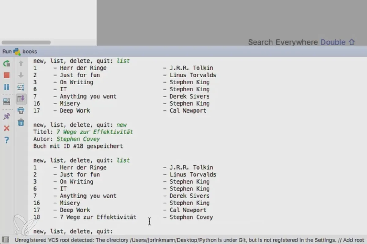 Mengkode dengan Python - 16.1 Tugas: Manajemen Buku
