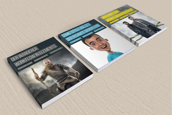 Template mockup Photoshop untuk tiga buku - Versi 2.