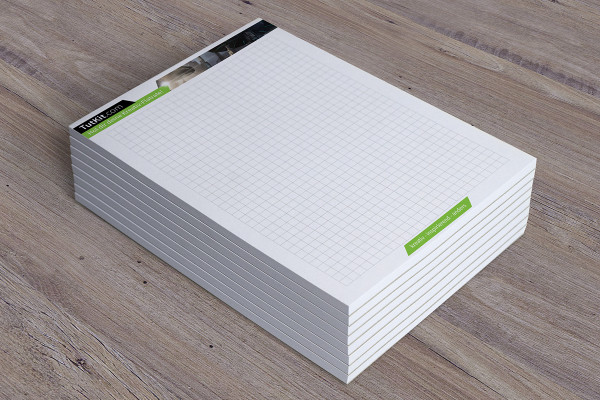 Plantilla de Photoshop para un bloc de notas DIN A5 en formato vertical - versión 1