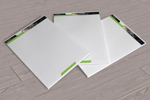 Template mockup Photoshop untuk block nota ukuran DIN A5 dalam format potret - Versi 2.