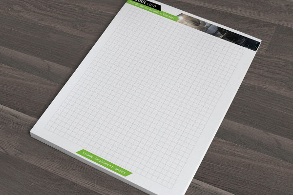 Plantilla de Photoshop para un bloc de notas DIN A5 en formato vertical - versión 4