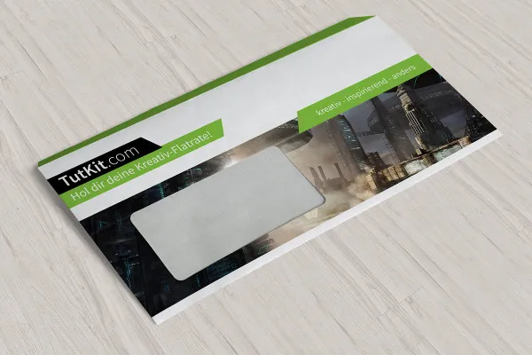 Template Photoshop untuk amplop DIN panjang dalam format horizontal - Versi 1