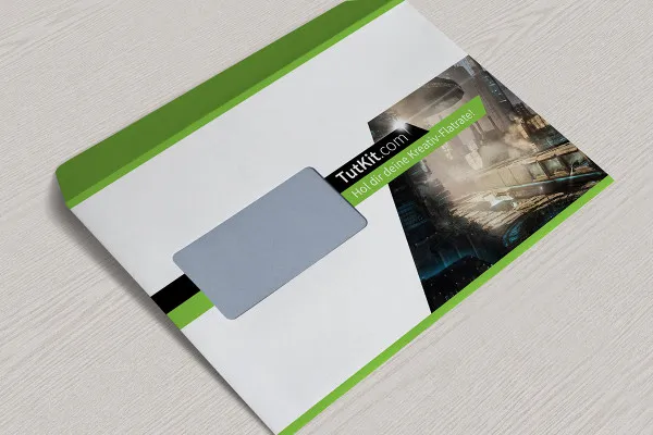 Mockup Photoshop untuk amplop DIN C5 dalam format landscape - Versi 1