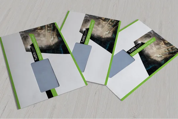 Templat Photoshop mockup untuk amplop DIN C5 dalam format horizontal - Versi 3