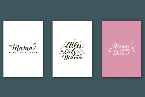 Handlettering Muttertag: 02 | "Mama wir lieben dich", "alles Liebe Mama"