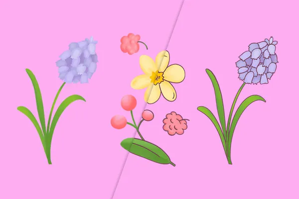 부활절을 위한 일러스트레이션: 봄 꽃