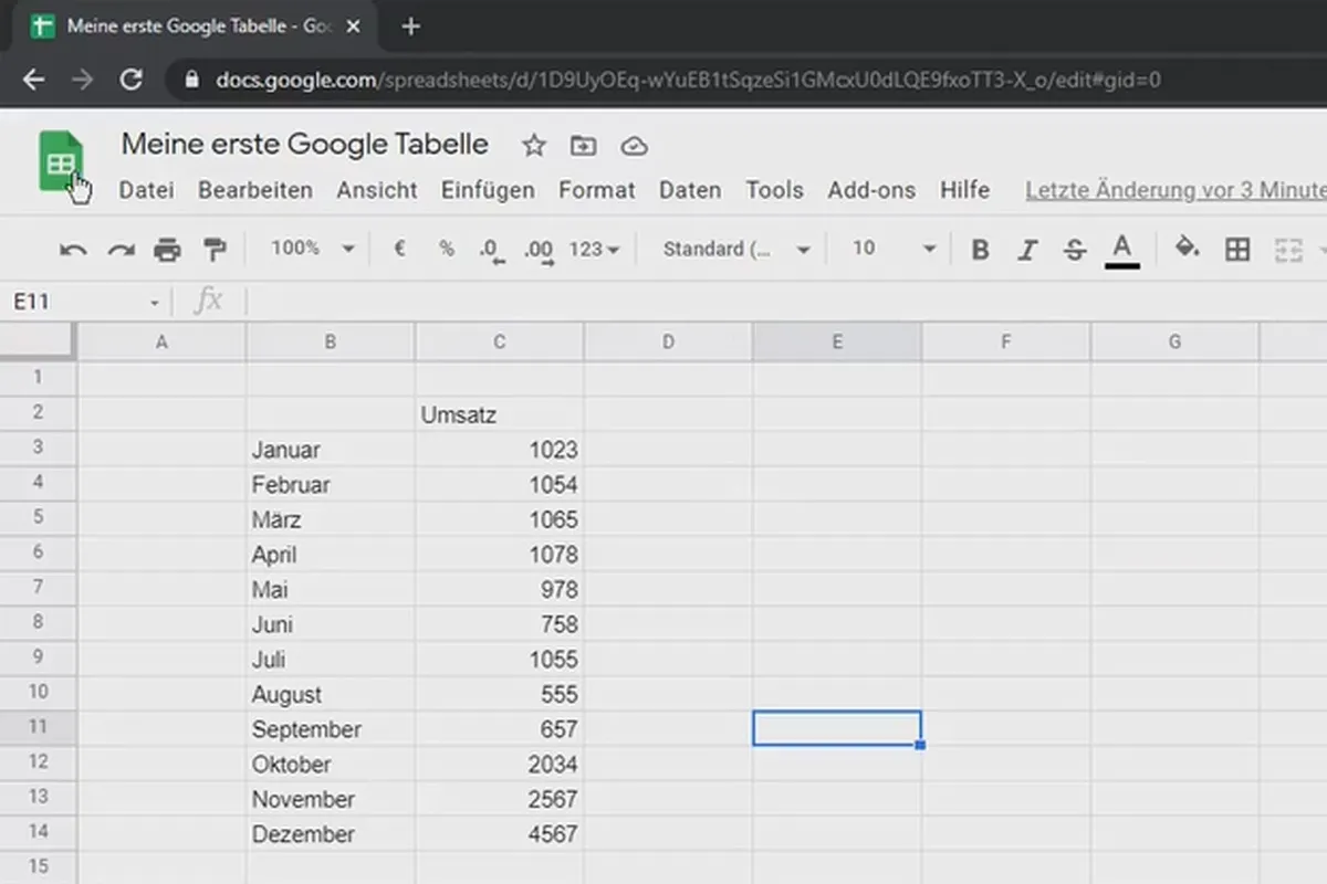 Google Sheets-Tutorial: 3.1 Datei speichern und bearbeiten