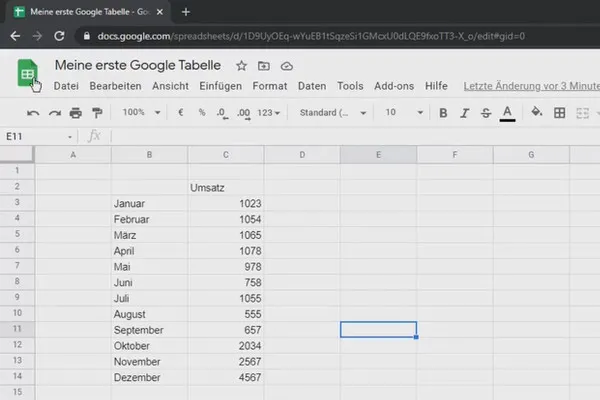 Google Sheets-Tutorial: 3.1 Datei speichern und bearbeiten