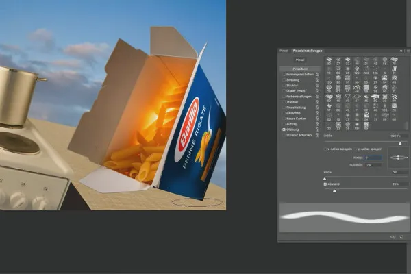 Photoshop tutoriál „Penne Rigate“: 2.4 Stín (1)