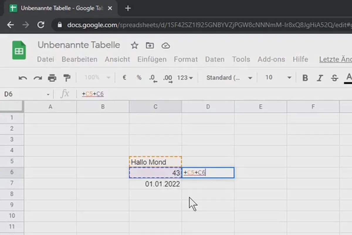 Google Sheets-Tutorial: 3.2 Texte, Zahlen und Datum eingeben