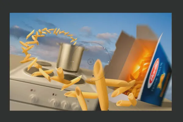 Návod na Photoshop „Penne Rigate“: 3.2 Rozmazání těstovin