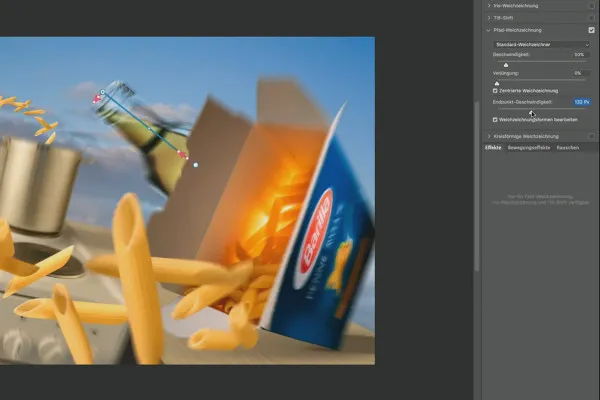 Photoshop-Tutorial „Penne Rigate“: 3.4 Rozmazání cesty