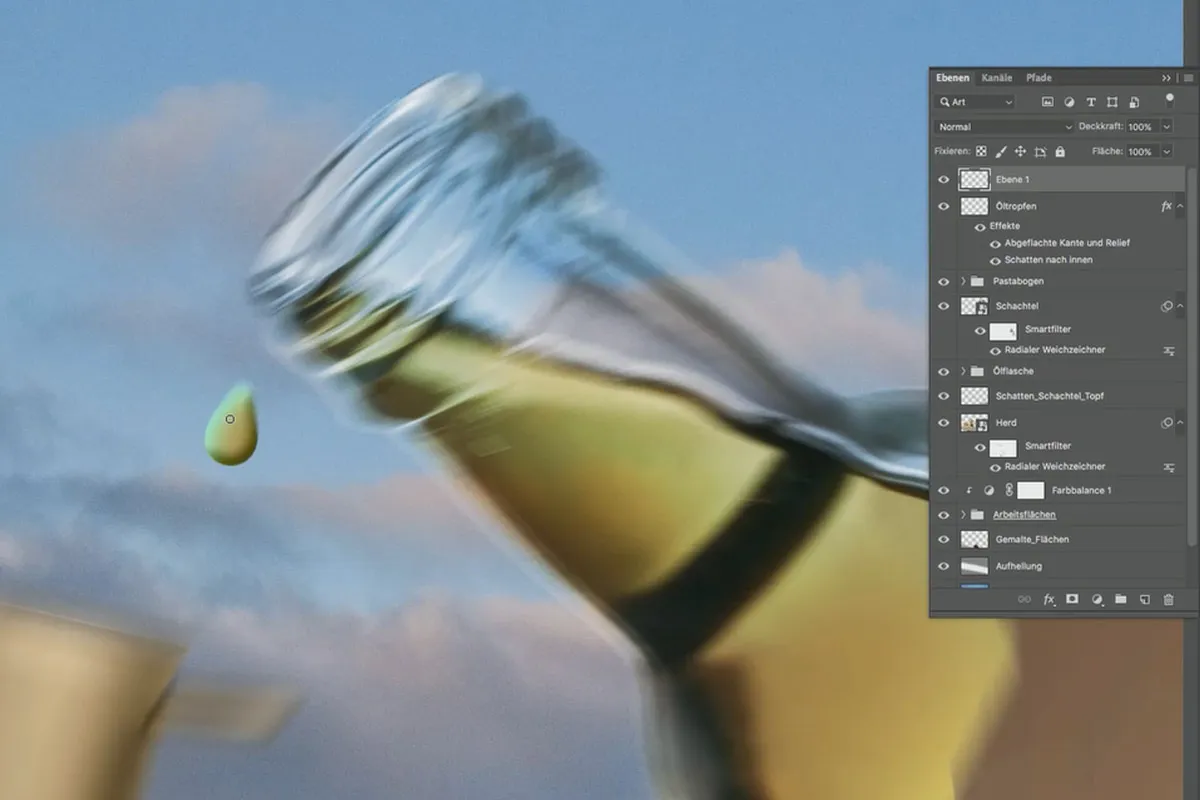 Photoshop-tutorial „Penne Rigate“: 3.5 olejové kapky
