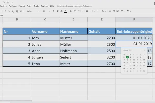 Google Sheets Tutorial : 4.1 Saisie des données