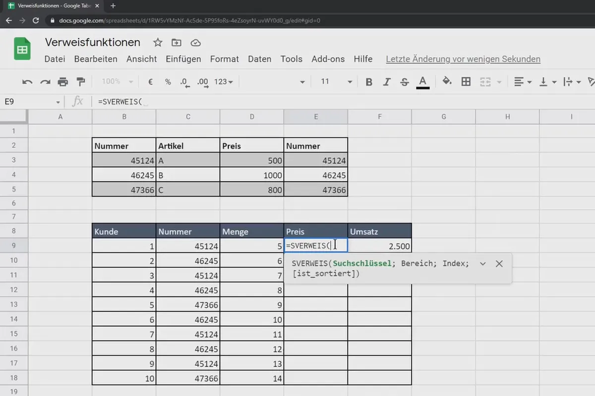 Google Sheets Tutorial: 4.8 Fonctions de référence