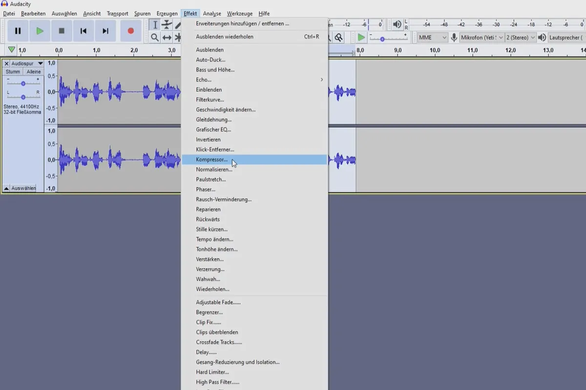 Eigenen Podcast erstellen: 7.2 Audacity – Effekte in der Übersicht