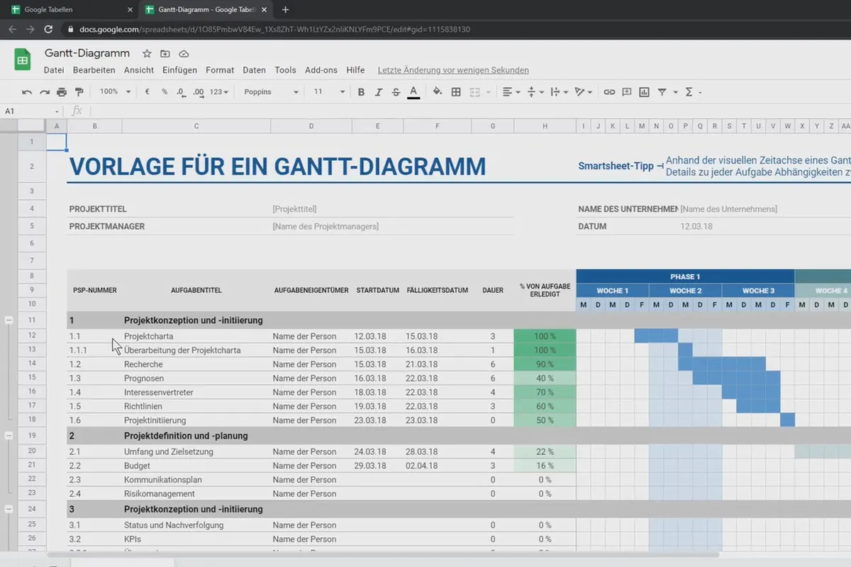 Google Sheets-Tutorial: 5.4 Muster-Templates