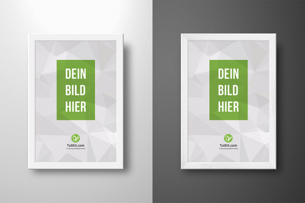 Mockup for a white picture frame in portrait format