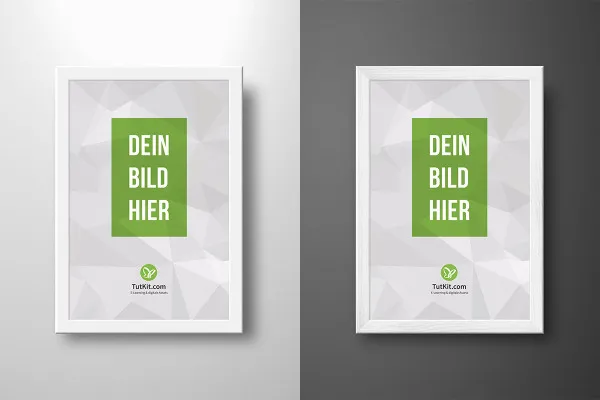 Mockup für einen weißen Bilderrahmen im Hochformat