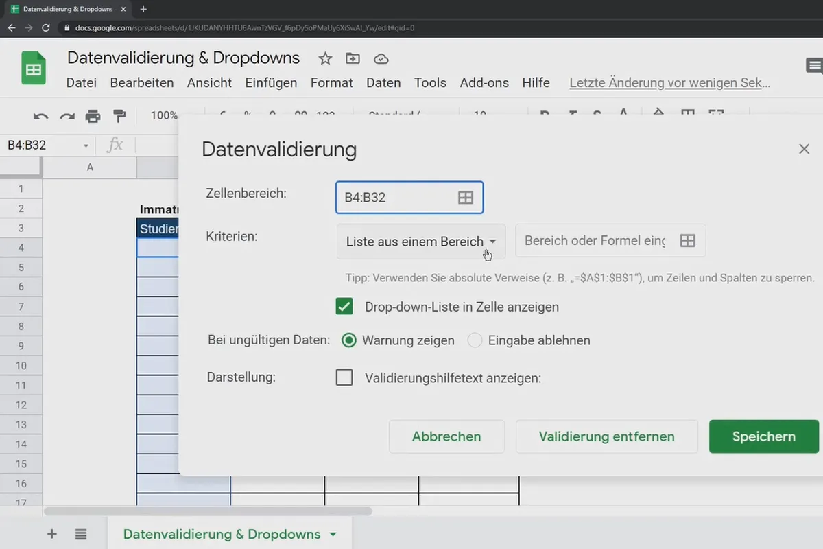 Οδηγός Google Sheets: Έλεγχος Δεδομένων & Αναπτήσεις (Dropdowns)