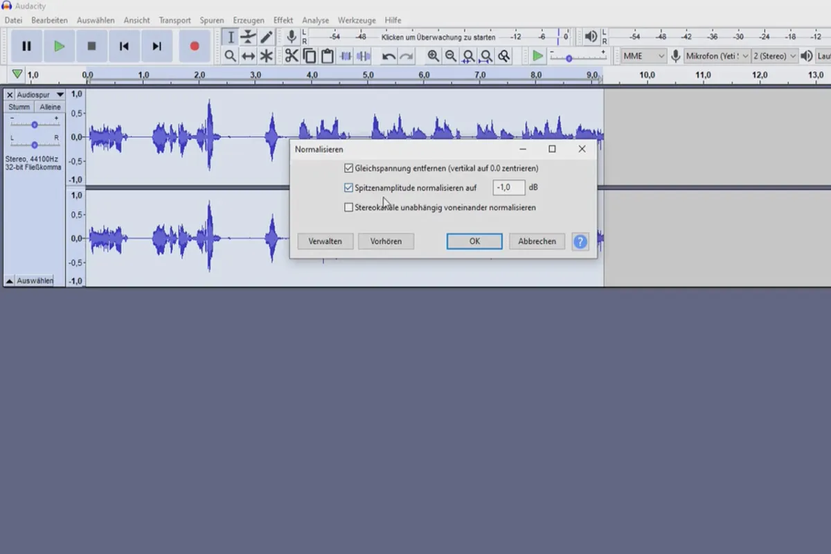 팟캐스트 만들기: 7.5 Audacity - 편집: 정규화