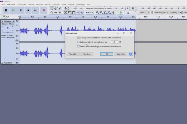 Skapa din egen podcast: 7.5 Audacity - Redigering: Normalisera