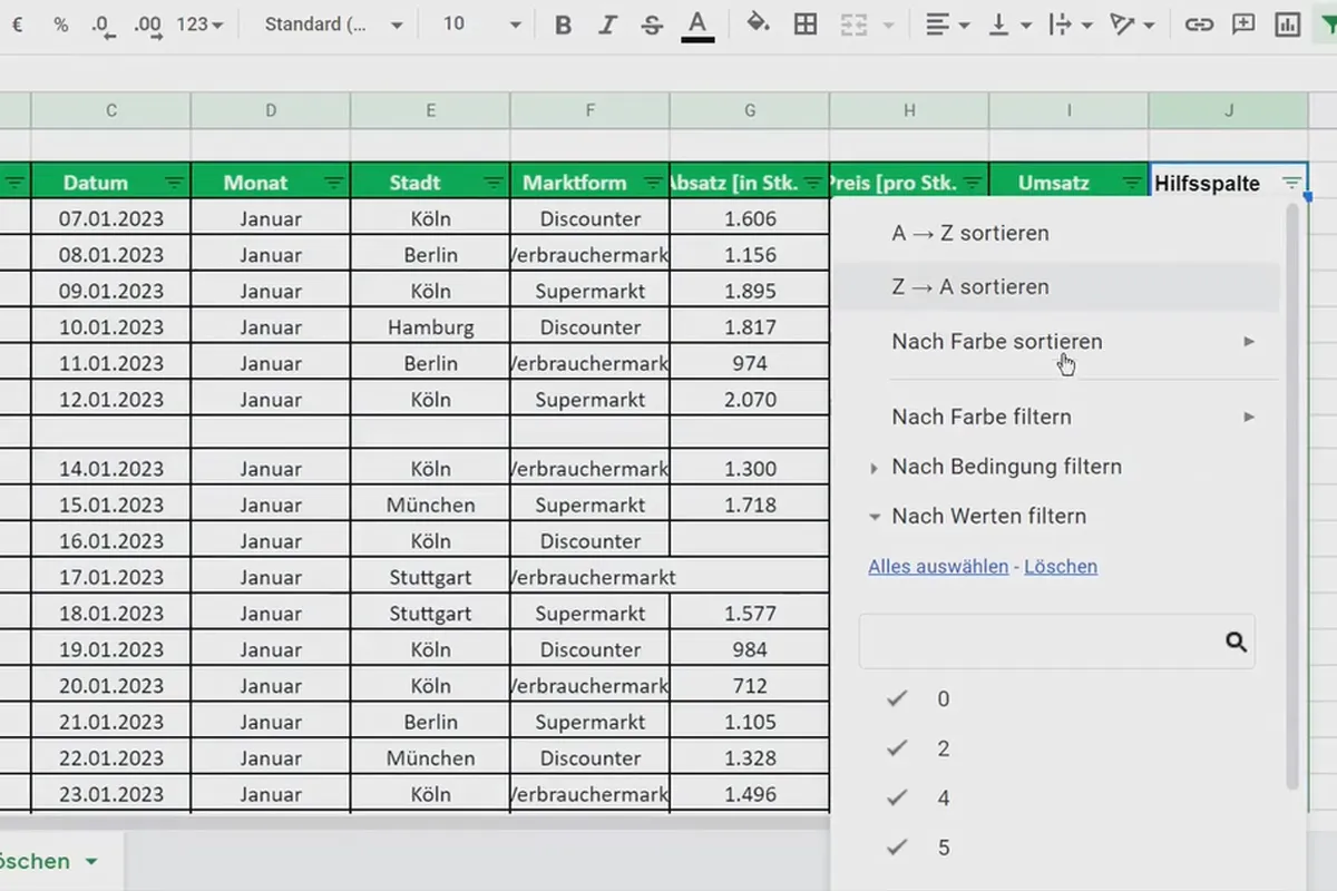 Οδηγός Google Sheets: 6.2 Διαγραφή κενών γραμμών