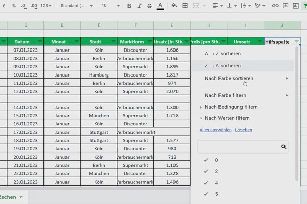 Google Sheets öğretici videosu: 6.2 Boş satırları silmek