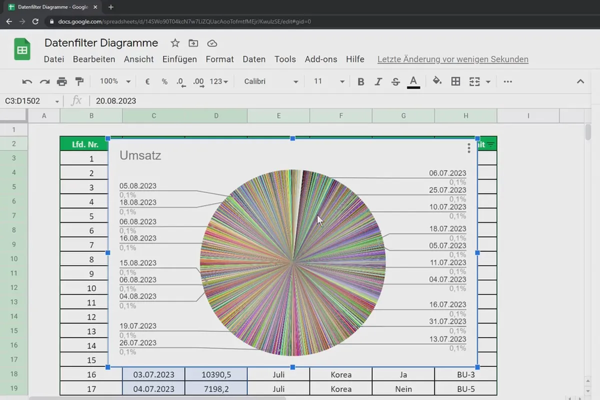 Didacticiel Google Sheets : 7.9 Filtres tranches de données