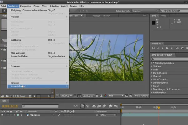 After Effects - Grundlagen: Voreinstellungen und Arbeitsbereiche