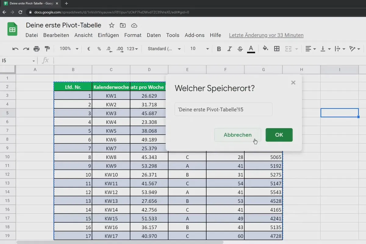 Google Sheets-Tutorial: 8.3 Deine erste Pivot-Tabelle!