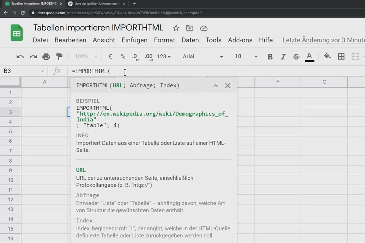 Οδηγός Google Sheets: 9.3 IMPORTHTML