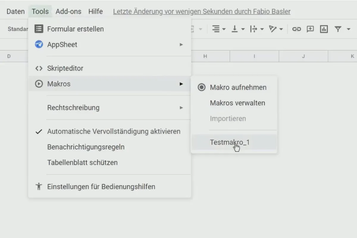 Οδηγός Google Sheets: 10.3 Μακροεντολές