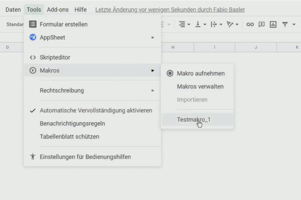 Google Sheets dersi: 10.3 Makrolar