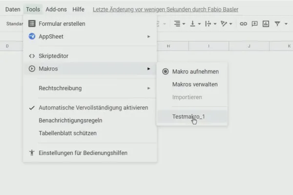 Google Sheets Tutorial: 10.3 Macros