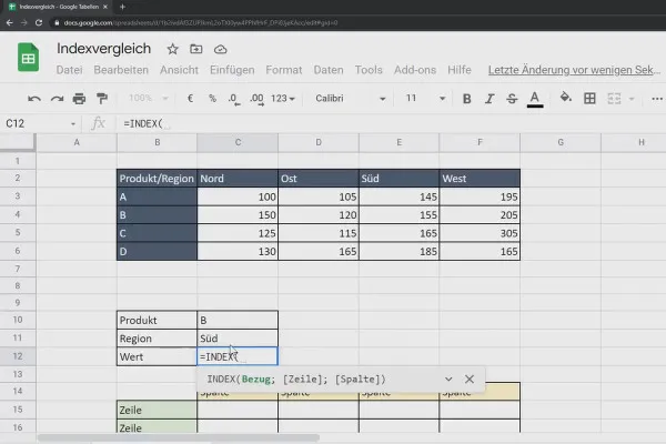 Google Sheets Tutoriel: 10.4 Comparaison d'index