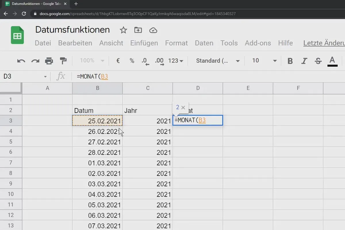 Tutorial Google Sheets : 10.5 Fonctions de date