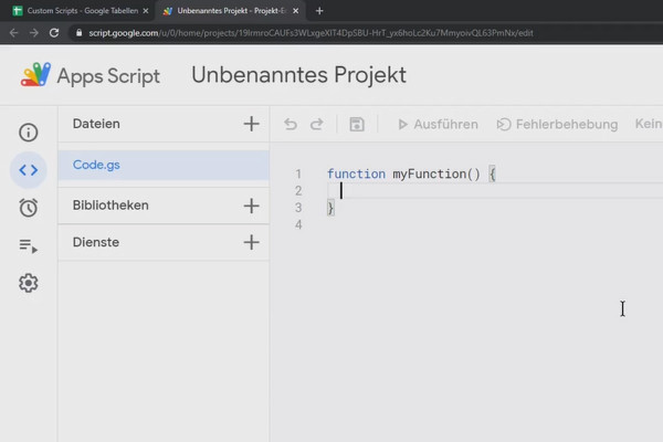 Google Sheets-Tutorial: 10,6 Özel Komut Dosyaları