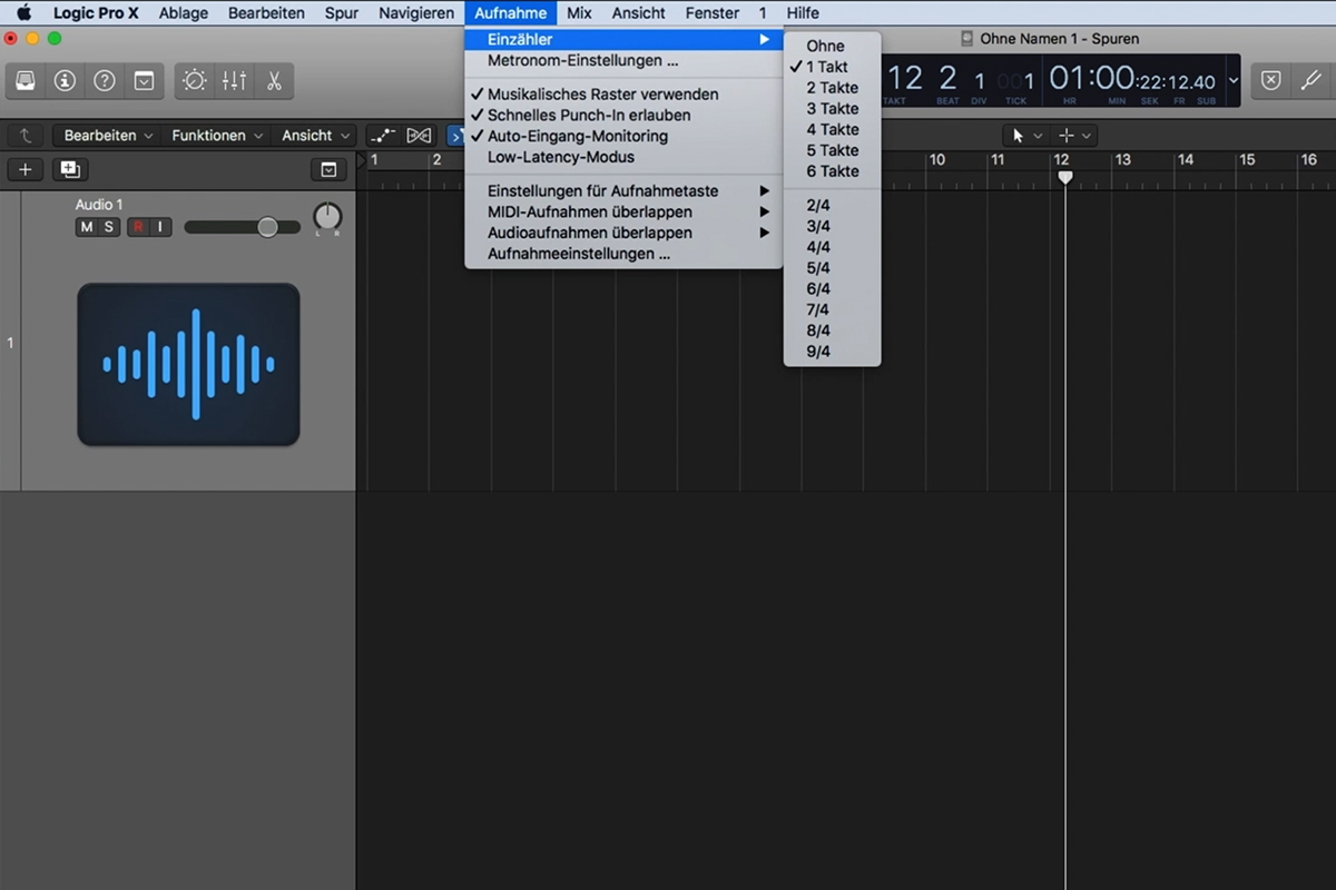 Logic Pro X ile müzik prodüksiyonuna giriş: 2.2 Ulaşım penceresi