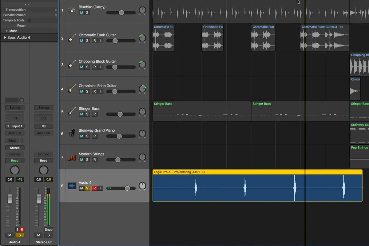Logic Pro X를 사용한 음악 제작 입문: 3.8 보컬과 악기 녹음