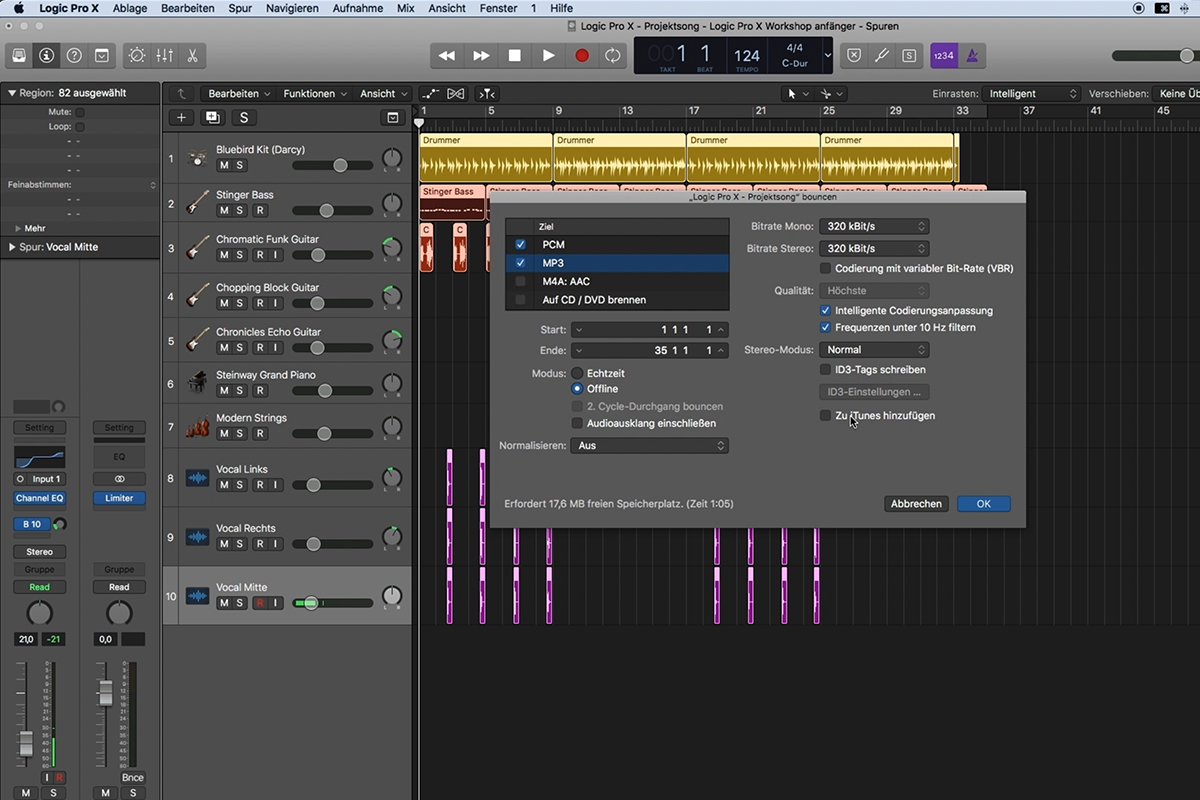 Logic Pro X ile müzik prodüksiyonuna giriş: 5.2 Prodüksiyonu dışa aktar