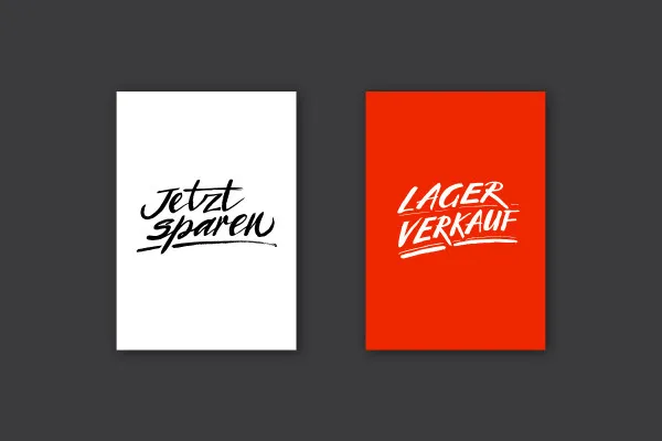 Handlettering Sale & Rabatt: 03 | "jetzt sparen", "Lagerverkauf"