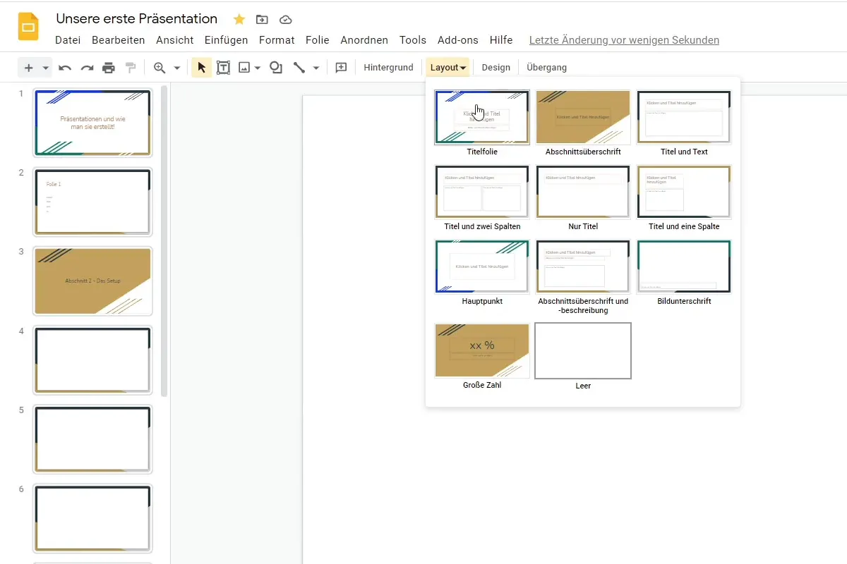 Google Slides-Tutorial: 3.1 | Abschnitte hinzufügen