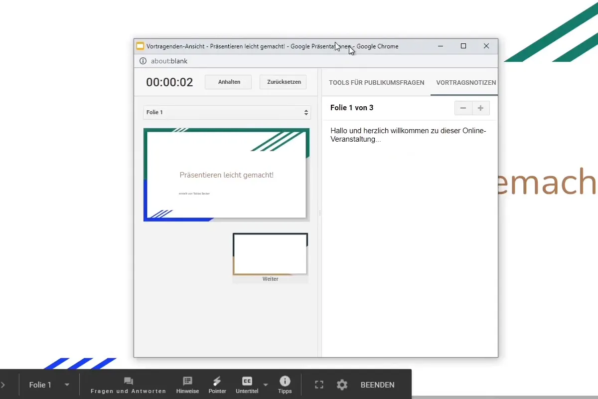 Google Slides-Tutorial: 4.1 | Präsentationsnotizen