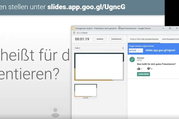 Google Slides-Tutorial: 4.2 | Teilnehmerfragen während des Vortrages abfragen