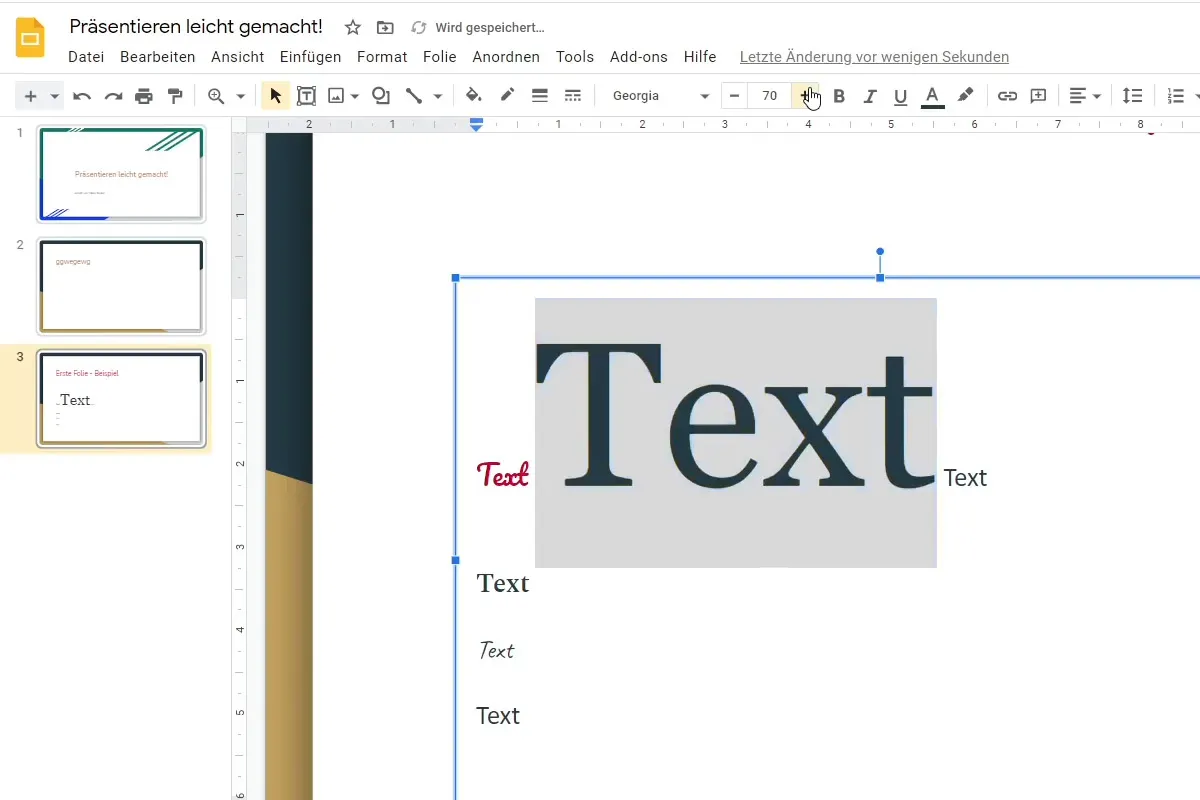 Google Slides-Tutorial: 5.1 | Texte und Schriften