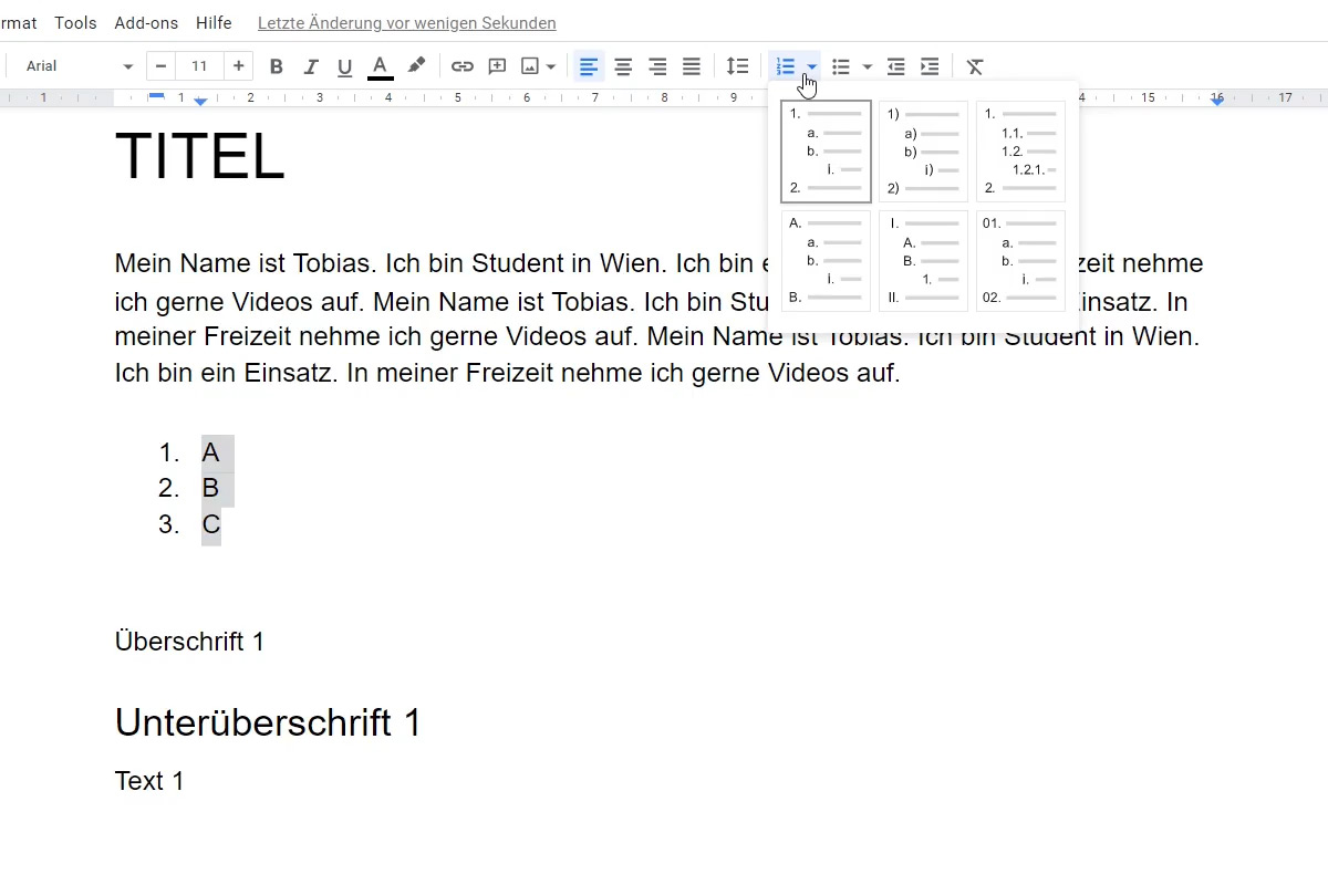 Google Docs tutorial: 4.1 | Centering, line spacing and numbering