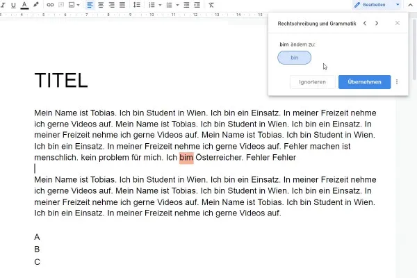 Google Docs-Tutorial: 5.1 | Rechtschreibprüfung