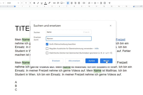 Google Docs Tutorial: 5.5 | Search and Replace